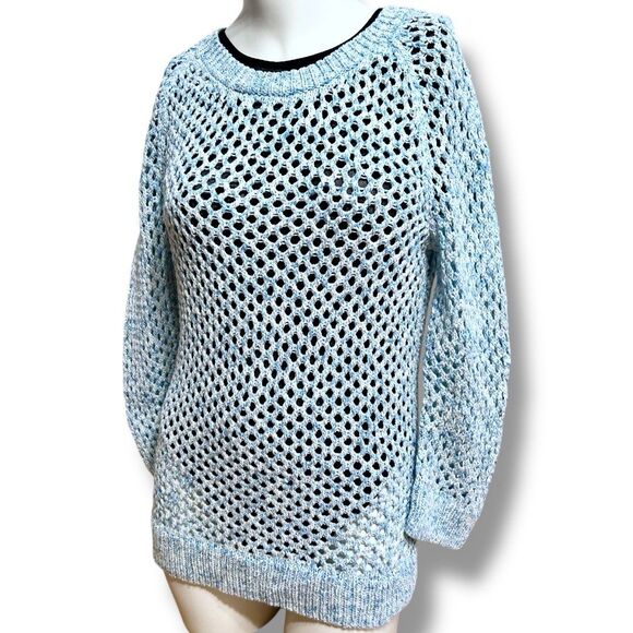 Gap Chunky open knit sweater size M Sky Blue - Picture 1 of 7